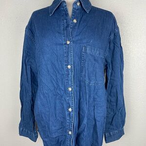 Pre-Owned
Sara Studio Womens Denim Button Down Top with Pocket Size M